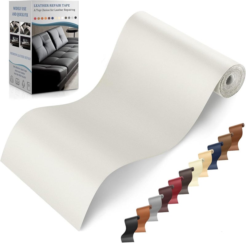 YAFLC Self Adhesive Leather Repair Tape Kit, 4"x 63" Leather Repair Patch for Furniture, Leather Repair Patch for Car seat, Sofas, Couch, Boat Seat White - Image 1